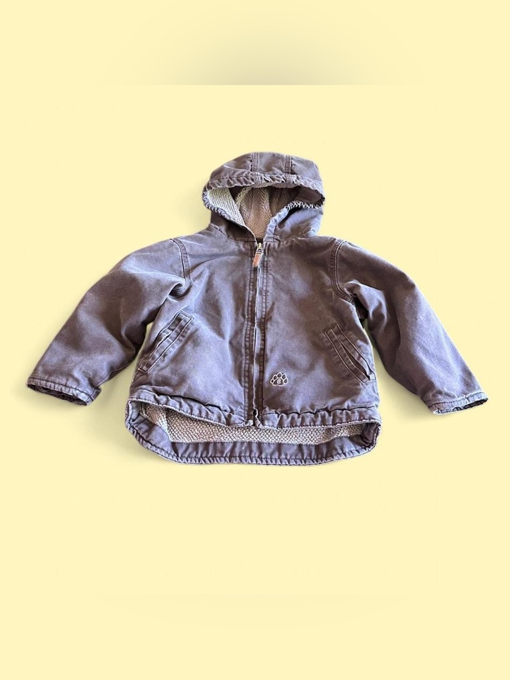 Vintage Berne Sherpa Lined Hooded Canvas Jacket Dark Brown Kids 4T